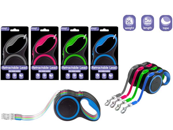 Smart Choice Retractable 5Mtr Dod Lead..Assorted Colours, Picked At Random