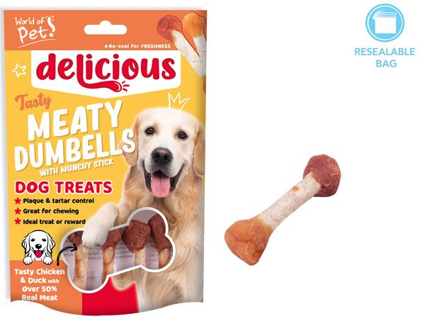 World Of Pets - Delicious Chicken And Duck Meaty Dumbells Dog Treats