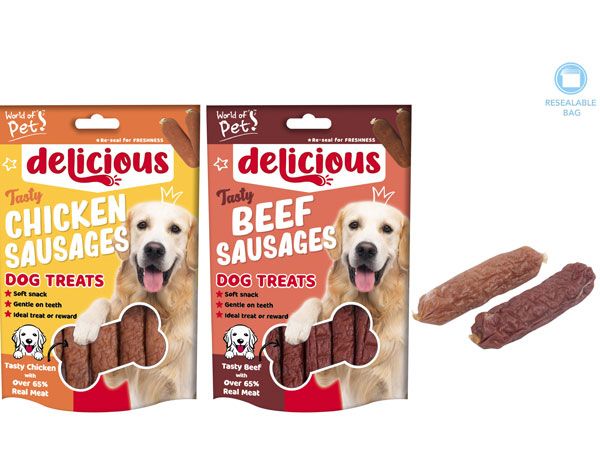 World Of Pets - Delicious Sausages Dog Treats..Assorted Picked At Random